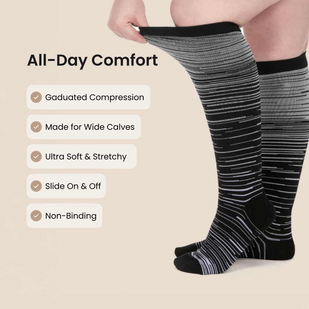 moova™ Wide Compression Socks For Pain Relief (Stripes) - Moova.