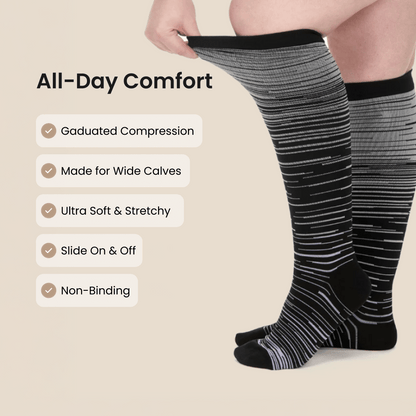 moova™ Wide Compression Socks For Pain Relief (Stripes) - Moova.